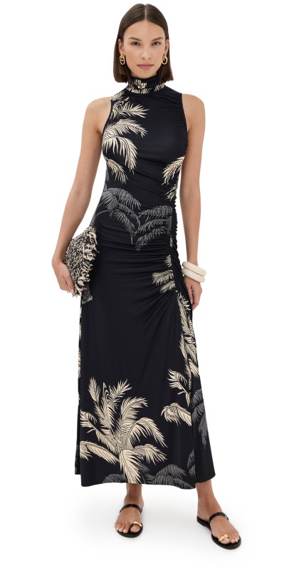 Johanna Ortiz Moon Goddess Ankle Dress BLACK / ECRU