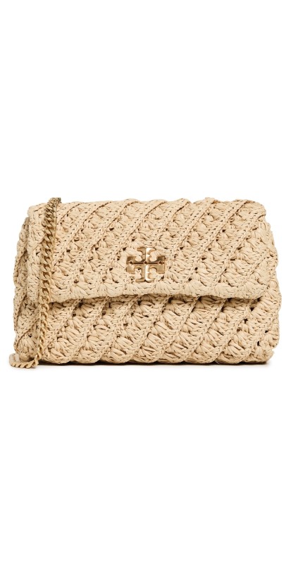 Tory Burch Kira Woven Small Convertible Shoulder Bag Natural