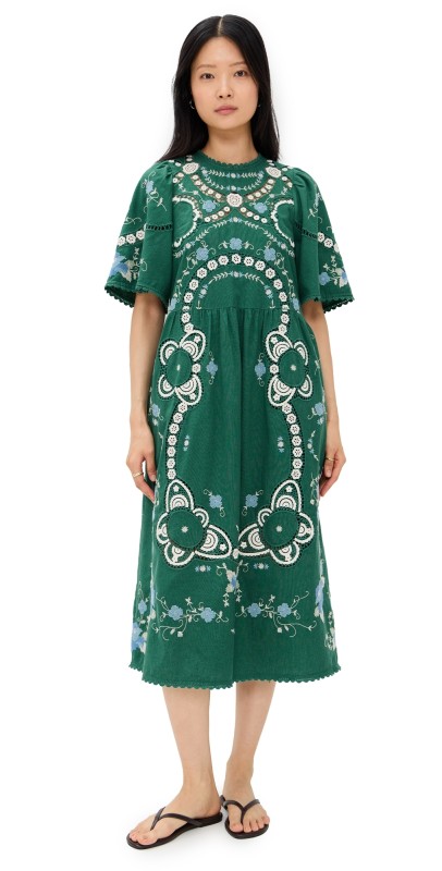 Sea Vesna Embroidery Dress Green
