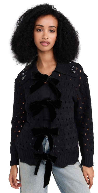 Sea Leia Knit Cardigan with Stones Black