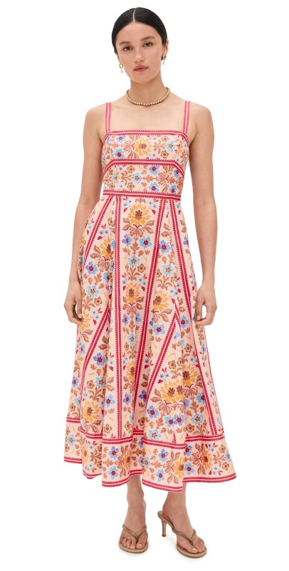 Hill House Home The Margot Dress Floral Block Stripe/Pink Multi