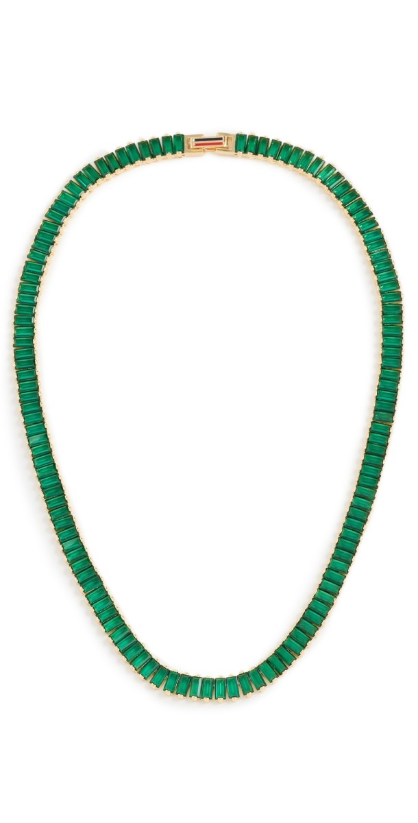 Clare V. Baguette Collar Emerald/Gold