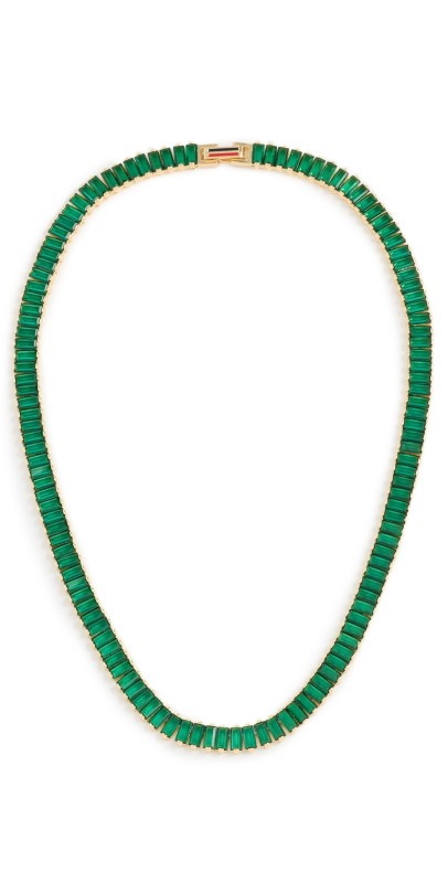 Clare V. Baguette Collar Emerald/Gold