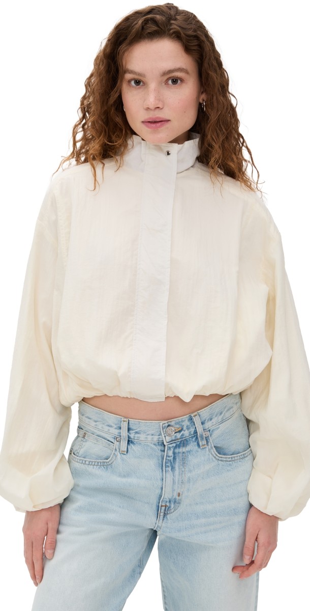 Simonett Balloon Sleeve Gathered Jacket Beige