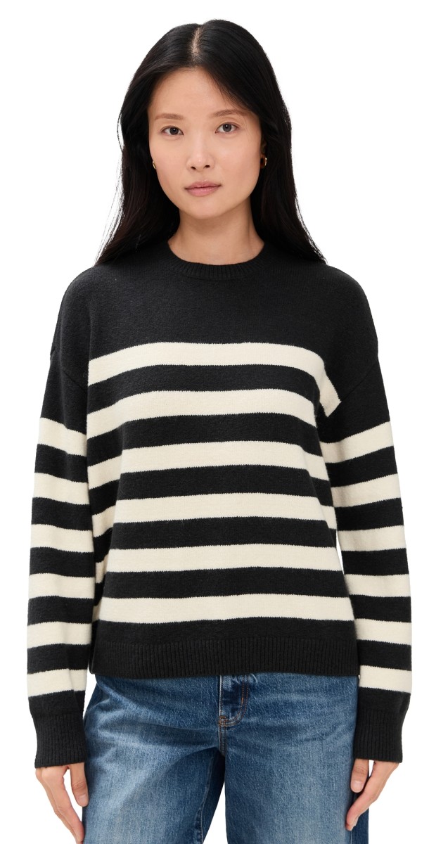 DAZE Carlyle Sweater Black Ivory Stripe