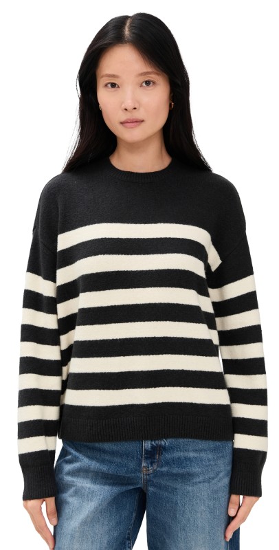 DAZE Carlyle Sweater Black Ivory Stripe
