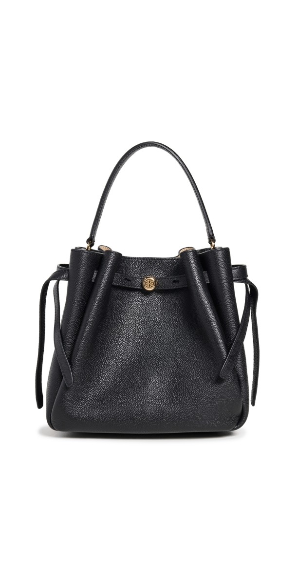 Tory Burch Romy Pebbled Small Bucket Bag Black
