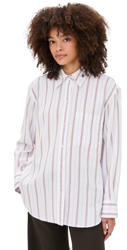 Vince Stripe Oversized Shirt Off White/Lilac