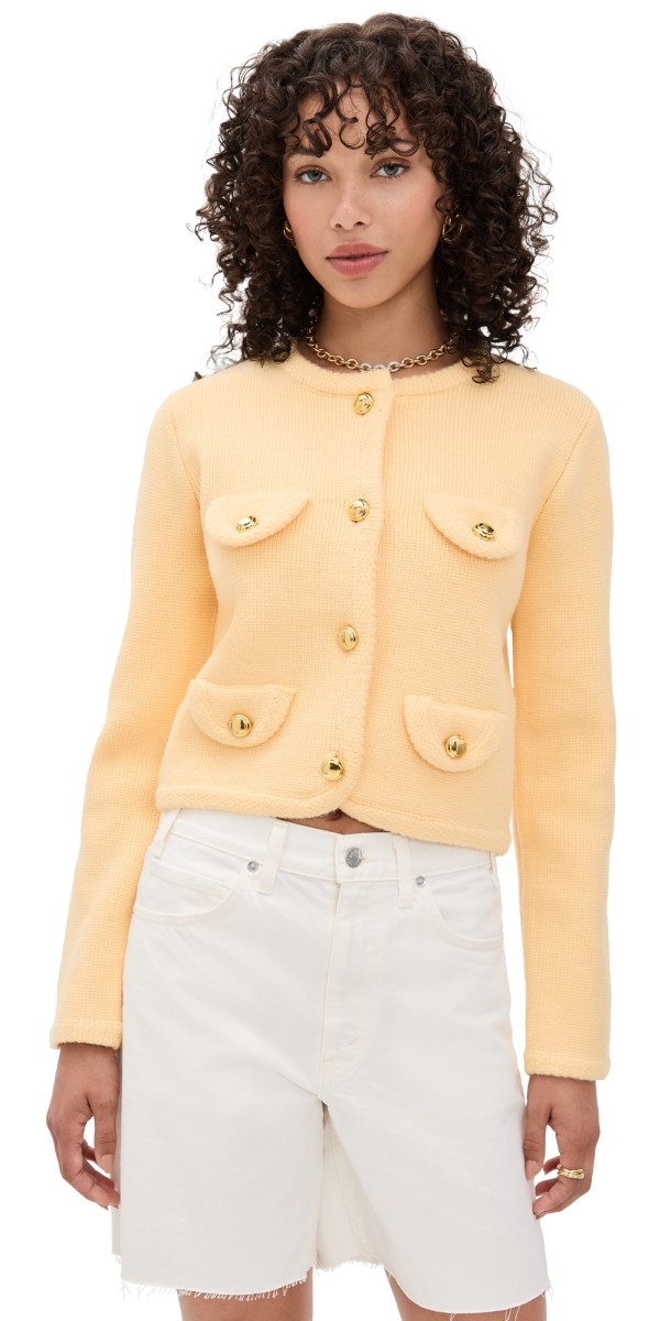 English Factory Round Hem Cardigan Butter Yellow