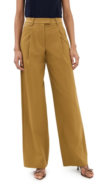 Another Tomorrow Relaxed Wide Leg Pants Thyme
