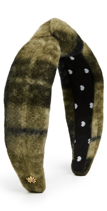 Lele Sadoughi Knotted Harvest Plaid Headband Olive Gr
