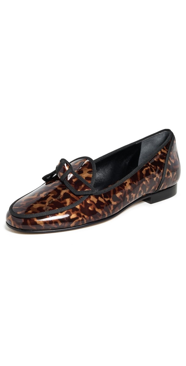 Alexandre Birman Grosgrain Tortoise Loafers Nut