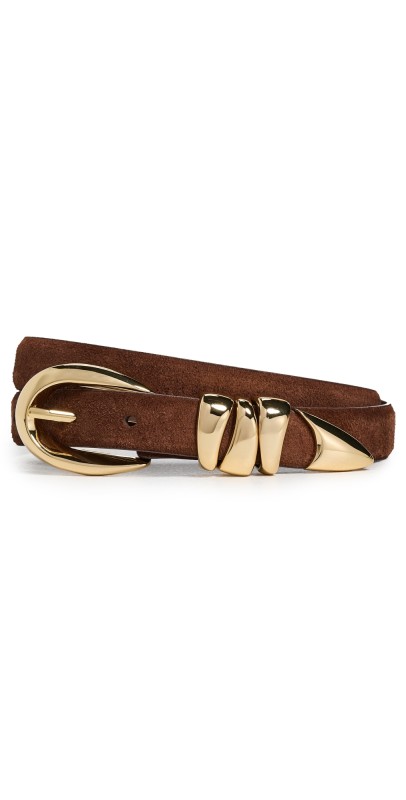 Madewell Triple Metal Keeper Suede Belt Soft Mahogany