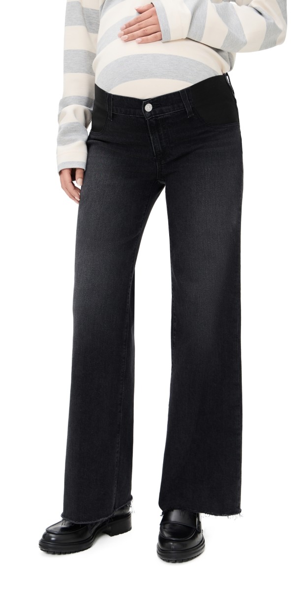 PAIGE Anessa Maternity Raw Hem Jeans Viper Black