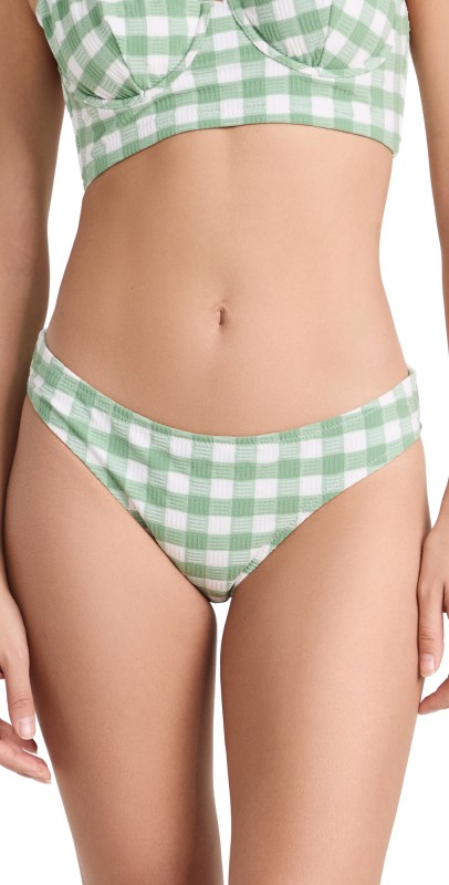Madewell Novelty Check Devon Bikini Bottoms Picnic Check Gatehouse Green