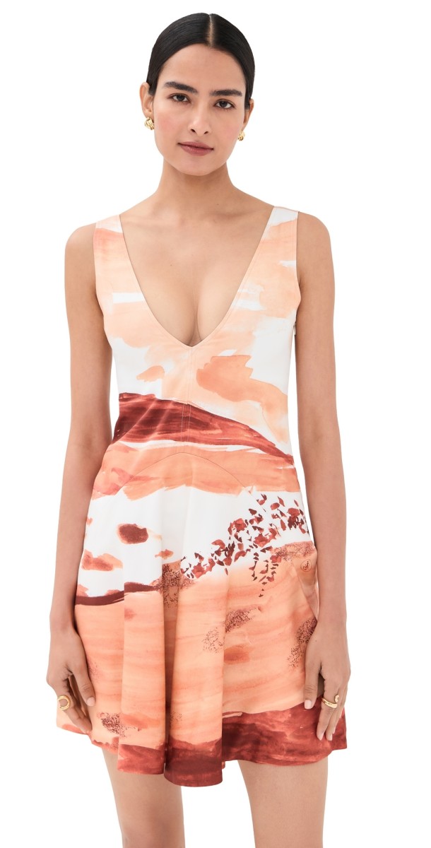 JW Anderson Printed V Neck Mini Dress Red/White