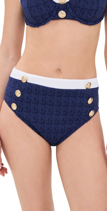 L'AGENCE Vanessa Colorblock Chic High Waisted Bottoms Marine