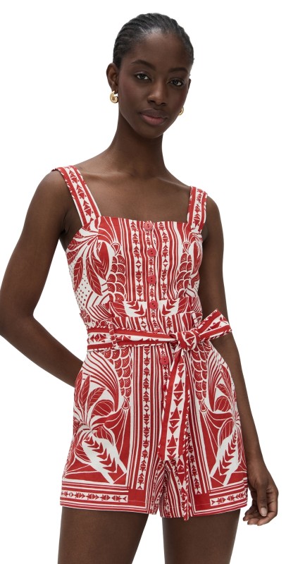FARM Rio Monochrome Elegance Scarf Red Romper Red