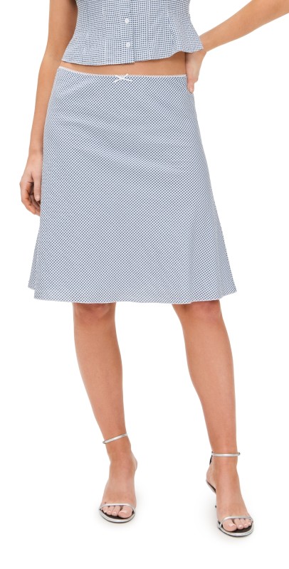 GUIZIO Gingham Paloma Skirt Powder Blue