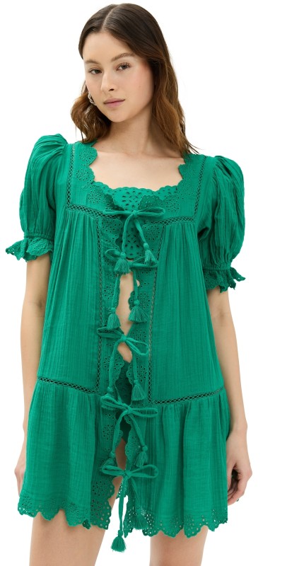 Sea Mae Short Sleeve Coverup Dress Green