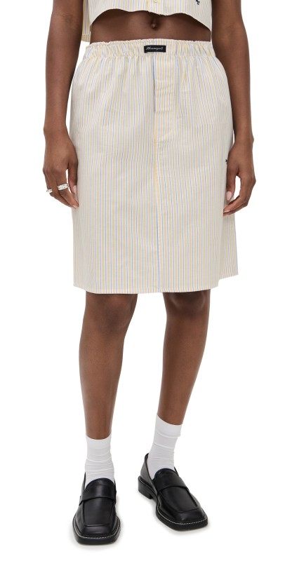 HOMMEGIRLS Boxer Pencil Skirt Yellow Stripe Oxford