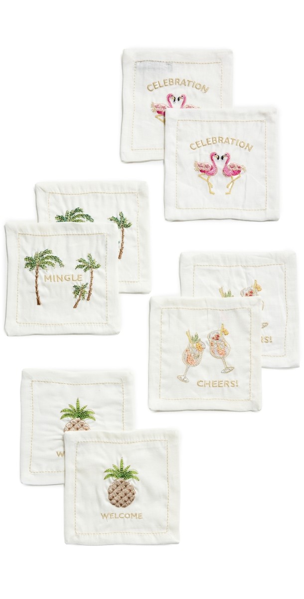 Kim Seybert Mingle Cocktail Napkins Set of 8 White/Mult