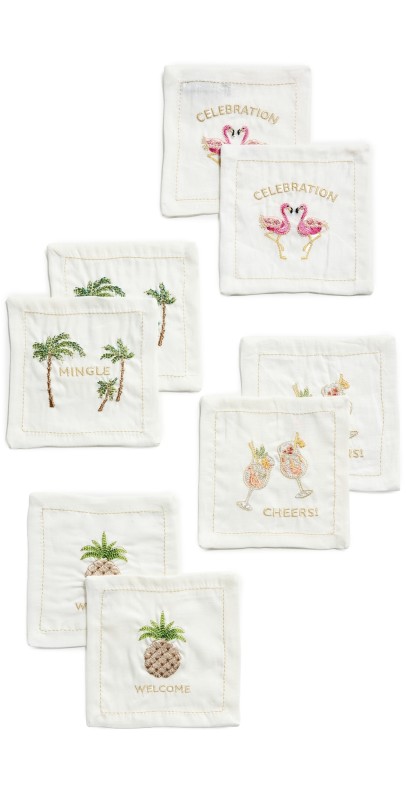 Kim Seybert Mingle Cocktail Napkins Set of 8 White/Mult