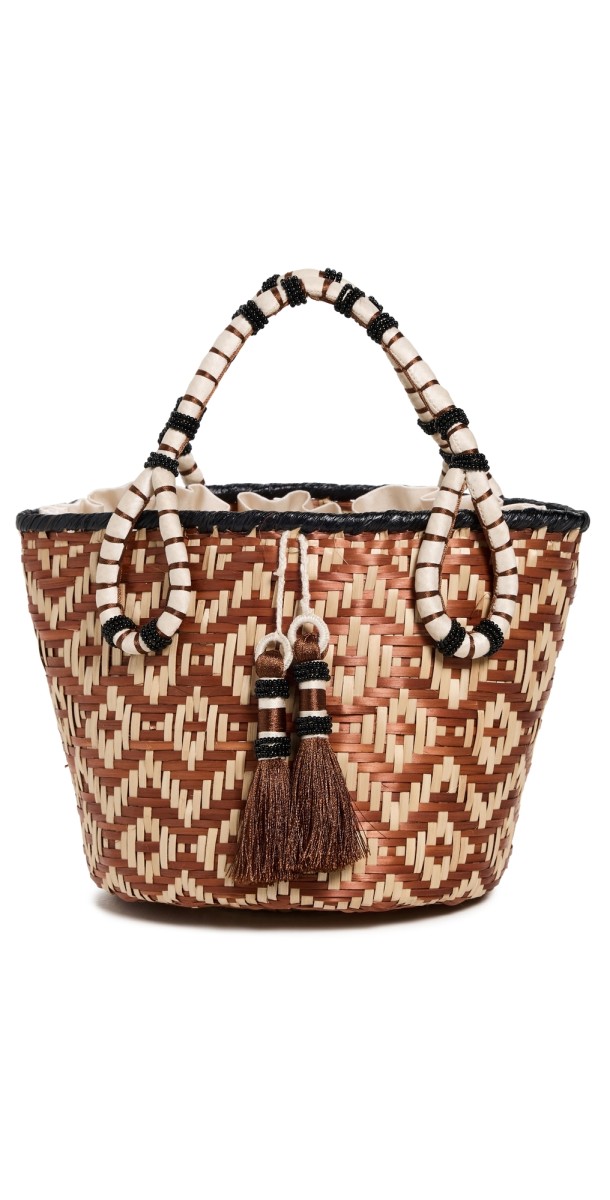 Johanna Ortiz Mythical Ship Mini Bucket Bag Paprika/Natural/Ecru