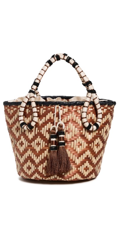 Johanna Ortiz Mythical Ship Mini Bucket Bag Paprika/Natural/Ecru