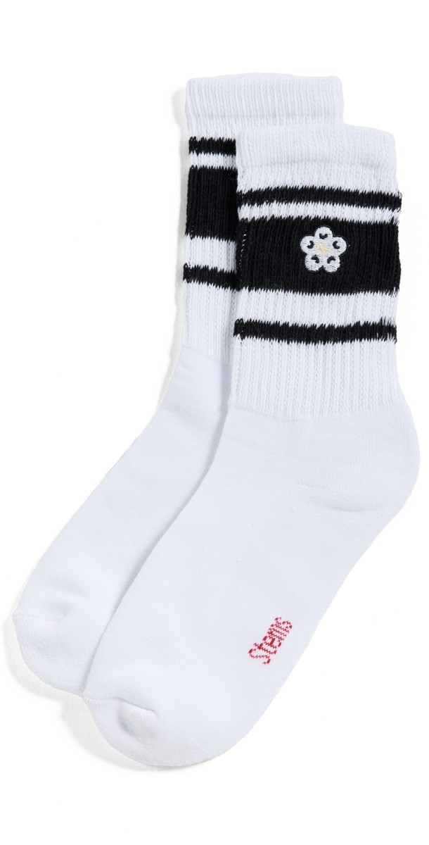 Stems Varsity Flower Crew Socks Black