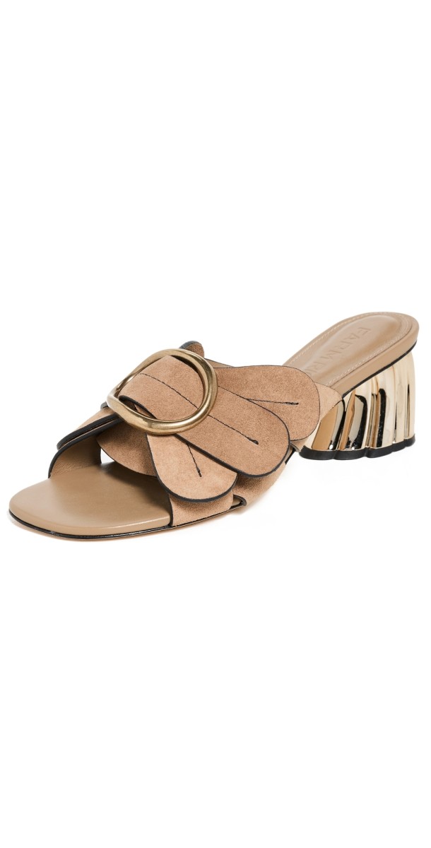 FARM Rio Taupe Daisy Heeled Mules Taupe