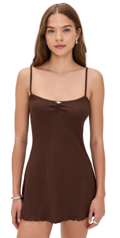 For Love & Lemons Elliana Slip Dress Chocolate