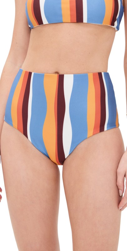MINKPINK Ripple High Bikini Pants Stripe