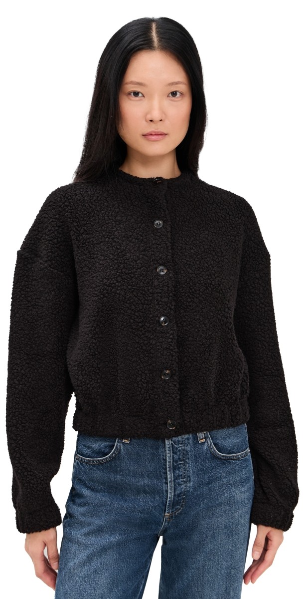 Leset Mica Collarless Blouson Jacket Black