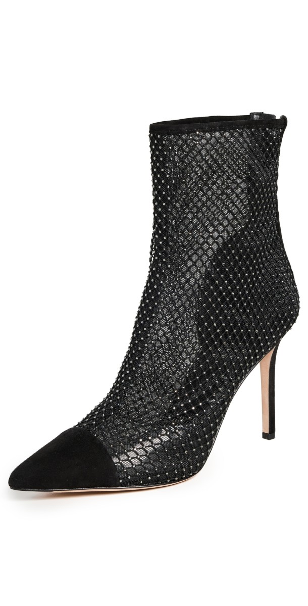Veronica Beard Lisa Cap Toe Mesh Booties 95mm Black Diamond