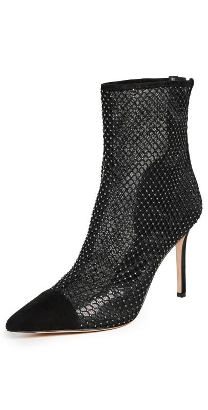 Veronica Beard Lisa Cap Toe Mesh Booties 95mm Black Diamond