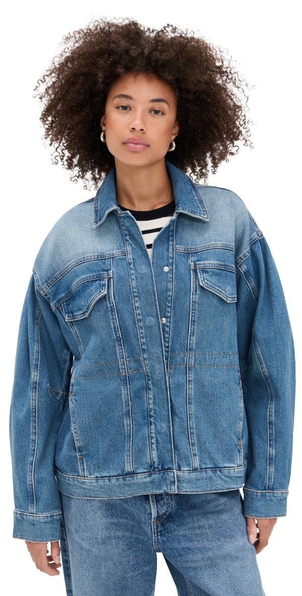 Good American Barrel Sleeve Denim Jacket Indigo91
