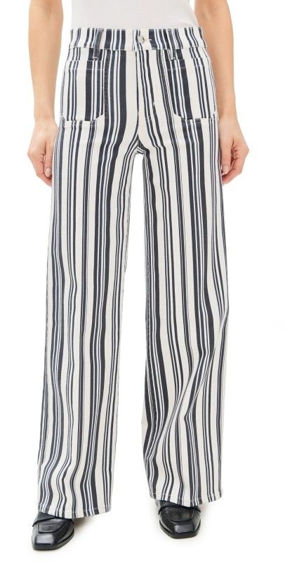 FRAME Le Slim Palazzo Modernist Pocket Jeans Navy Stripe