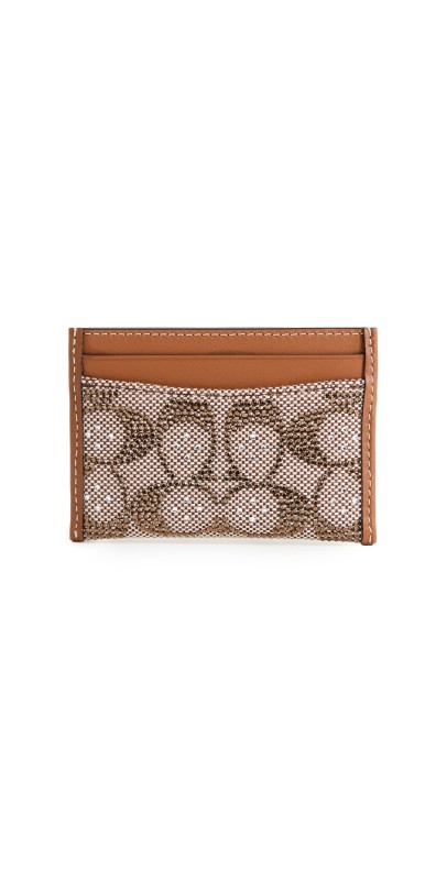 Coach Crystal Signature Jacquard Essen Card Case LH/Burnished Amber