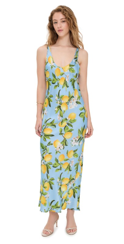 L'AGENCE Akiya Tank Dress Sky Blue/Yellow Floral Lemon