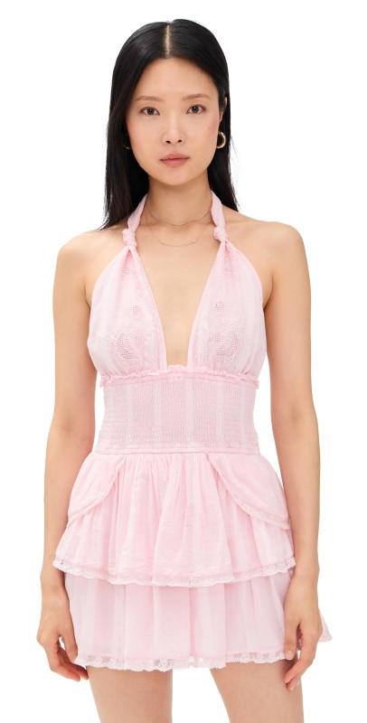LoveShackFancy Deanna Halter Dress Pink