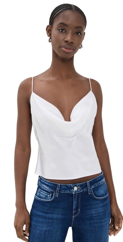 L'AGENCE Calista Cowl Neck Cami White