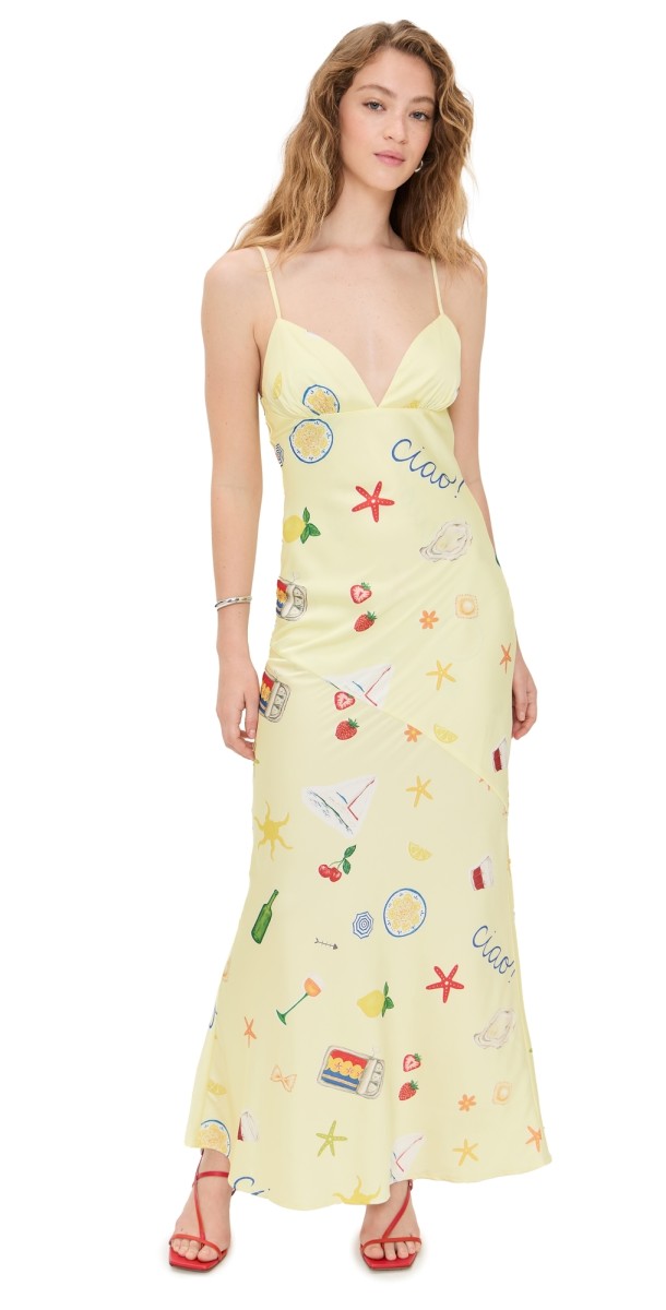 For Love & Lemons Huda Maxi Dress Yellow