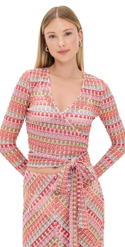 Hill House Home The Aviva Wrap Top Stretch Crochet Knit/Pastel