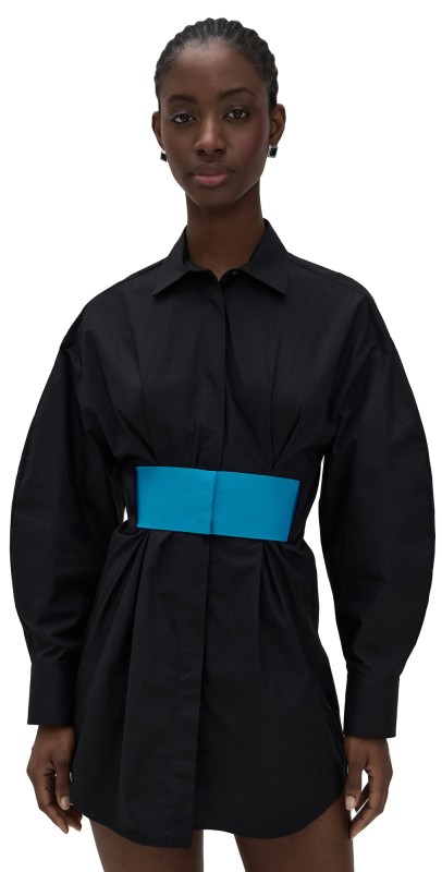 MSGM Collar Long Sleeve Mini Dress Black