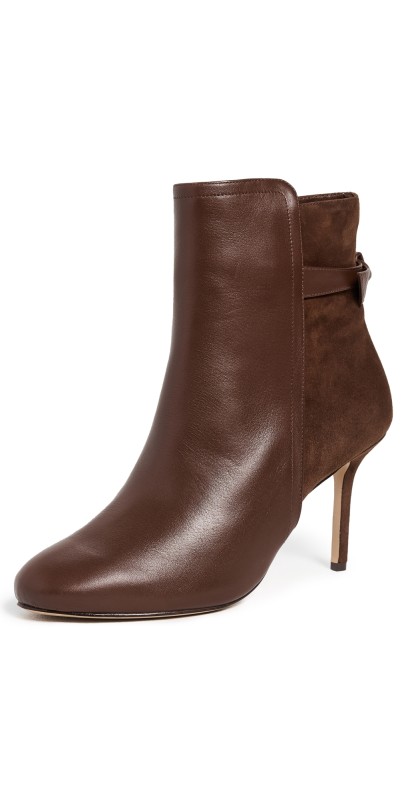 Alexandre Birman Clarita Round Toe Booties 85mm Rich Brown