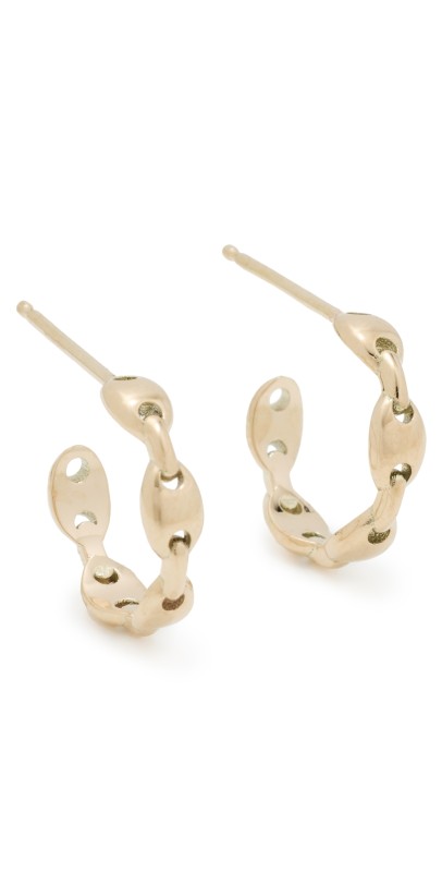 Zoe Chicco 14k Gold Small Mariner Hard Link Huggies 14k Yellow Gold