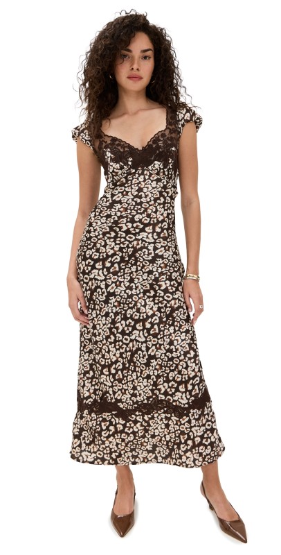 Free People Butterfly Babe Midi Dress Chocolate Combo