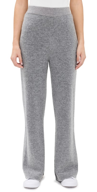 White + Warren Boucle Cashmere Blend Wide Leg Pants Pale Smoke