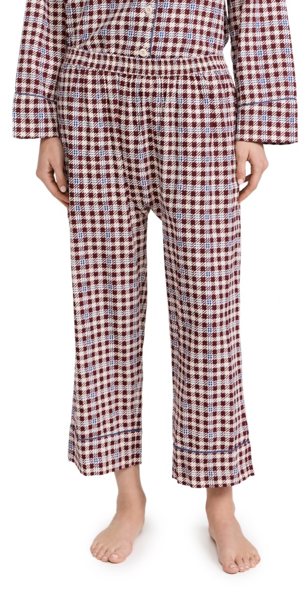 THE GREAT. The Pajama Pant Bordeaux Plaid